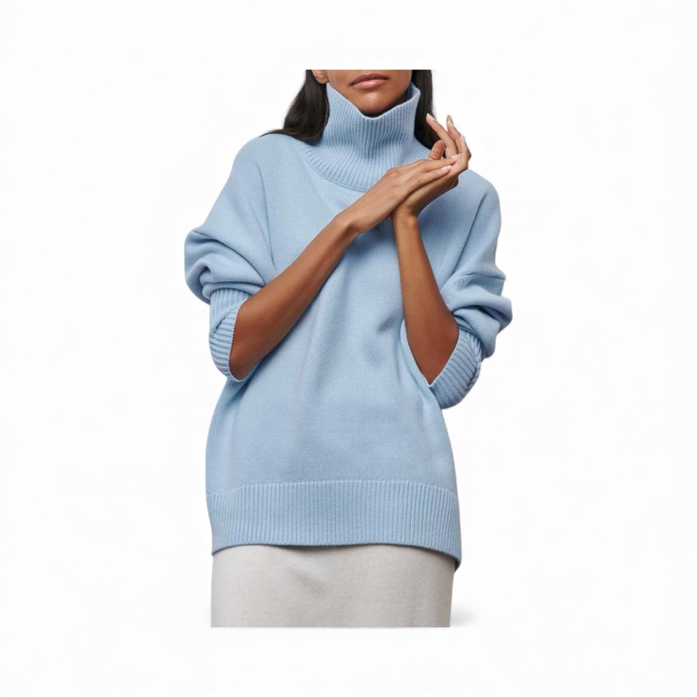 COMMENSE Cloudless Sky Turtleneck Oversized Sweater COLOR - Blue Size XS